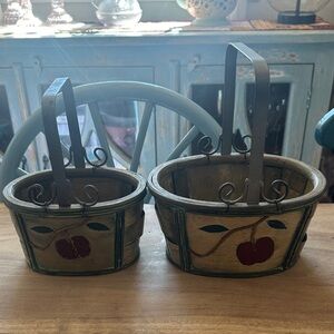 Vintage Nesting Baskets with Red Apple Design